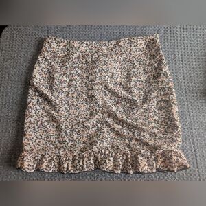 Nasty Gal Peach Floral Ruffle Mini Skirt